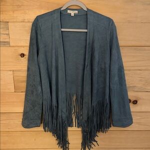 Wishlist Blue Velvet Fringe Blazer